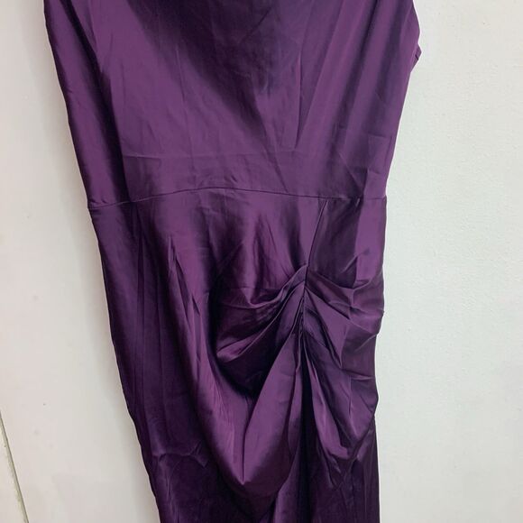 Lyaner Women’s Amazon Purple Satin Slip Dress Size S Small Slit On Side - Picture 3 of 6